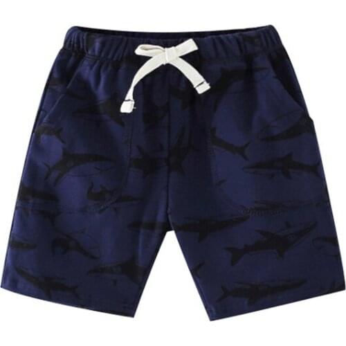Jumping Meters Clothes Shorts Summer Shark Pattern Cotton Belt Teenager and Childern Pants Toddler Casual Style 2-7Years