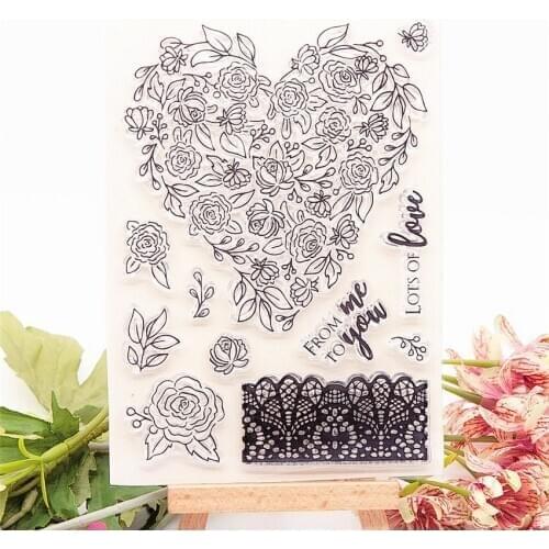 10.5*15CM Flower love Transparent Clear Stamps / Silicone Seals Roller Stamp For DIY Scrapbooking Photo Album/Card Making