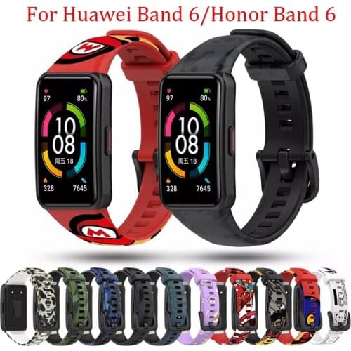 Replacement Sport soft Silicone Watch Band Wrist Strap Adjustable Watchbands for Huawei band 6/6 Pro for honor band 6 Watch