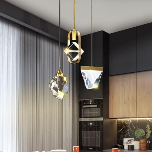Modern crystal chandelier for living room long hanging lamp bedroom bedside kitchen single head chandeliers indoor lighting