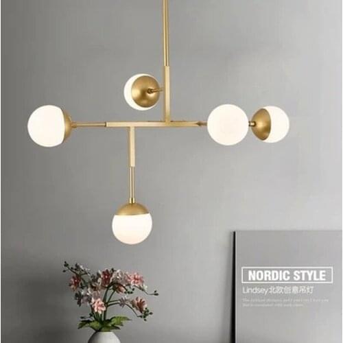 5 Heads Modern Creative Restauramt Pendant Light Loft Art Molecular Balls Livingroom Study Led Hanging Light Fixtures