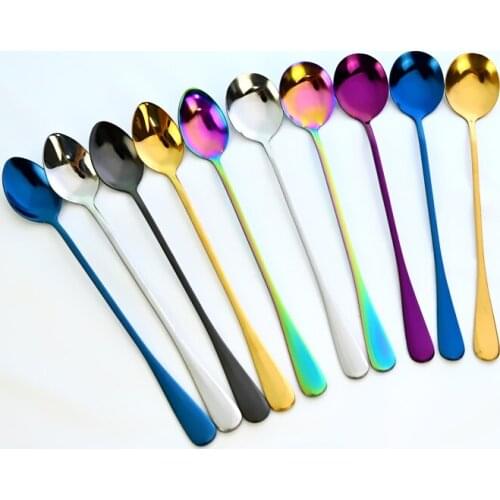Cutlery to Stir Teaspoon, Fruit Juice, Tableware Ice Cream Long-handled Scoop, Tableware Rainbow Colored Coffee