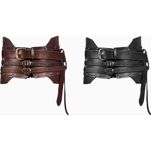 Heavy Duty Armor Belt Medieval Adjustable artificial leather Decorative waistband for Men and women Cosplay Accessories Belt