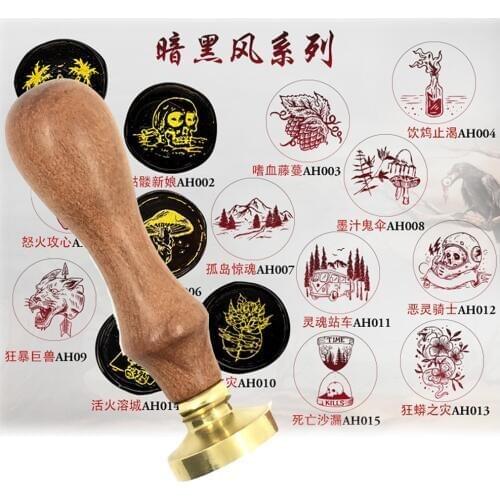Dark Evil skeleton wax seal Metal head wood handle,Scrapbooking wax copper stamp,league DIY gift ancient seal stamp High Quality