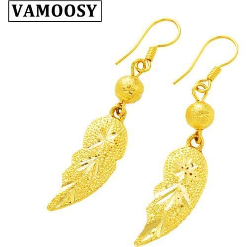 VAMOOSY 2018 New Fashion Hot Boho Statement Gold Leaves Drop Earrings Pendientes Mujer Jewelry Long Dangle Earrings For Women