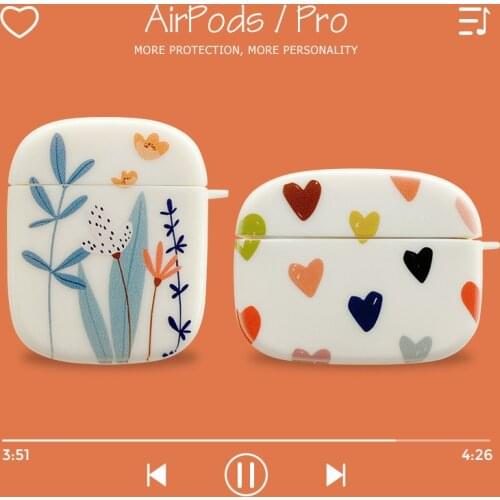 Funny Plant flower love heart keychain chain Wireless Headset bluetooth soft case for Apple AirPods 1 2 cover for airpods pro