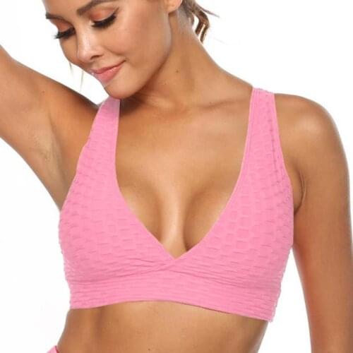 Womens Sexy Bras 2021 Gym Tank Top Women Push Up Fitness Clothing Seamless Deep V-Neck Backless Breathable Bra Workout Underwear