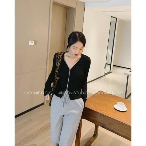 2021 Womens Zip Up T-shirt Y2k Za Woman Crop Top Shirt Blouses Clothes Goth Harajuku Long Sleeve Vintage Free Shipping Gothic