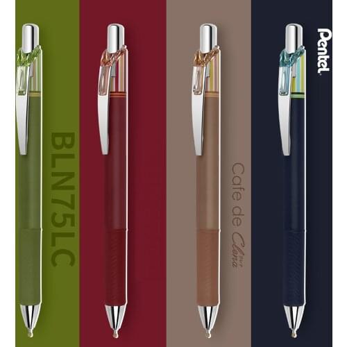 1pcs Pentel Energel Limited Striped Quick-drying Gel Pen BLN75L 0.5mm Black Refill Press Retro Color