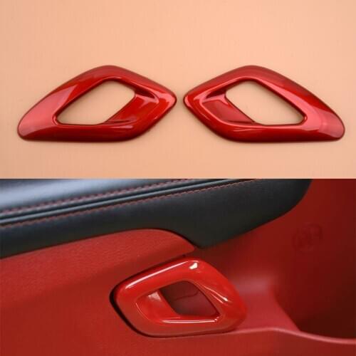 2Pcs/Set Interior Inner Door Handle Cover Trim Decoration Red Fit for Dodge Challenger 2015 2016 2017 2018 2019 2020
