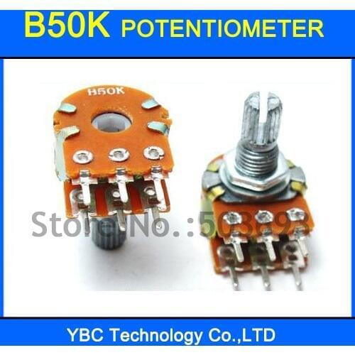 20pcs B50K 15MM 6Pins Rotary Potentiometer Free Shipping