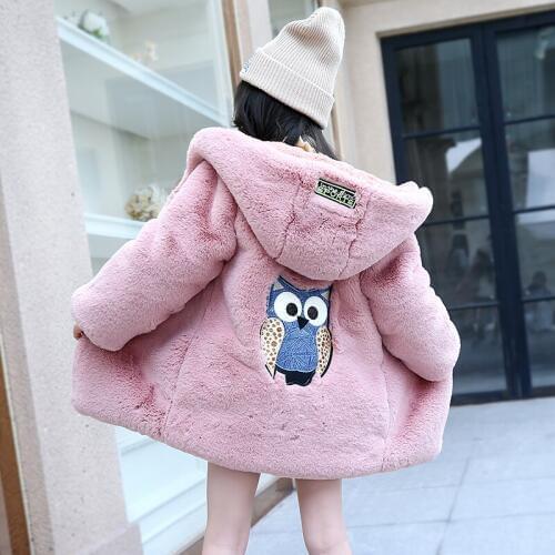 2019 Baby Girl Winter Clothes Hoodie Warm Girls Fur Coat Cartoon Kids Jackets for Girls Windproof Children Outerwear 12 Years
