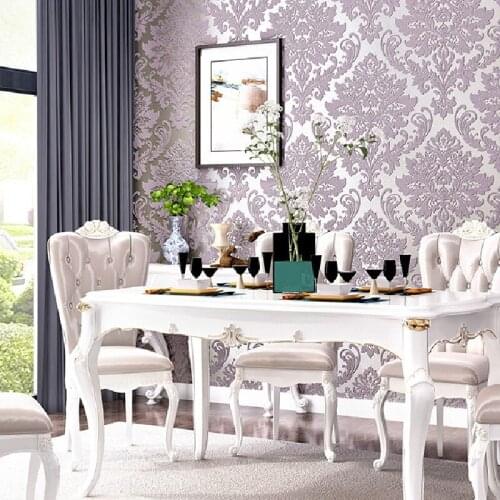 3D Grey Purple BrownWhite Embossed Damask Wallpaper Bedroom Living room Background Floral Pattern Textured Wall Paper Home Decor