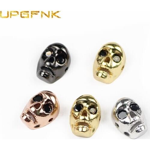 4pcs skull Pendants Copper Spacer beads Metal Charms Loose Spacer beads for Jewelry making bracelet necklace DIY Accessories