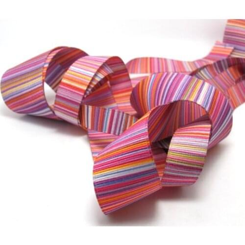 4 Widths|Printed Grosgrain Printed Ribbon|Double Sided|Pink|Stripy|Colorful|Craft Supplies Bow Embellishment