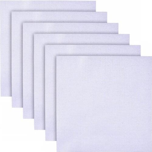 6 Pcs 14CT Cotton Cloth Handmade Cross Stitch Material 30X30CM DIY Cross Embroidery Fabric White Handcraft Supplies