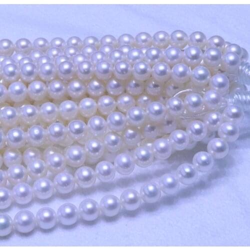 Amaing fine pearl jewelry 8-9mm round white freshwater pearl strand loose pearls 5 string