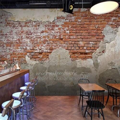 Beibehang custom Red Stone Wallpaper Dining room Retro Industrial Loft Wall Paper Red Black Cement Washable bedroom decoration