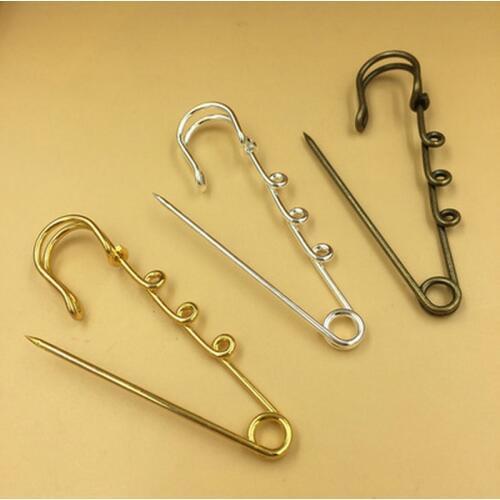 Brooches for women pins and diy jewelry base for brooch gold/bronze/silver/ color 3 holes DIY accesseries 1.5*65mm