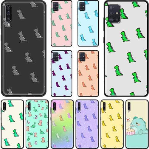 Case for Samsung Galaxy A51 A71 A50 A70 A21s A31 A10 A20e A41 A11 A91 A30 A40 A20s A10s A01 Black Cover Cute dinosaur