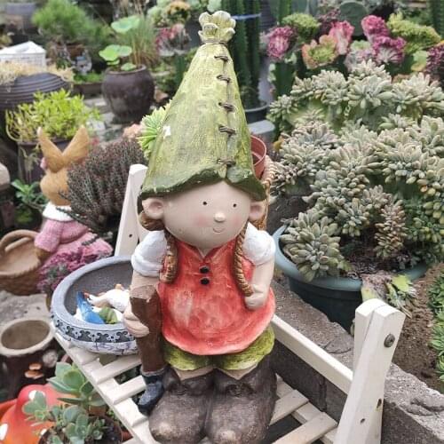 Cartoon Childrens Back Flower Pot Decoration Creative Resin Crafts Sculpture Home Garden Decorat Ornaments