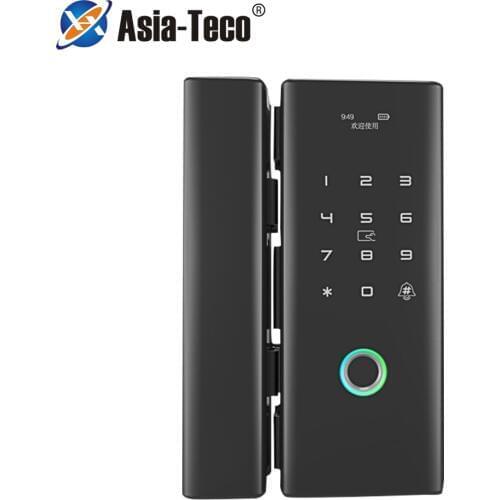 Smart Lock Remote Control Fingerprint/Tuya APP/IC Card Password Eletronic Door Lock for home office Frameless Glass Push Door