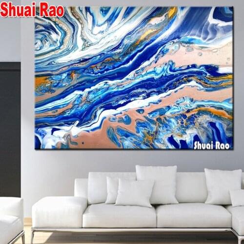 Abstract Blue Art Diamond pattern 5d Diy painting Landscape 5d picture of rhinestones pasting decorative embroidery Full Diamond
