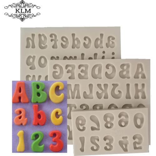 KLM-00184A Number Chocolate Mould Silicone Letter Mold Candy Making Alphabet Fondant Molds Set of 3