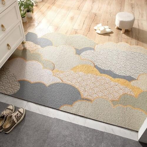 Door Mats DIY Irregular Shape Home Rubbing Dust Mat Carpet Nordic Minimalist PVC Silk Loop Comfortable Washable Door Mat Carpet