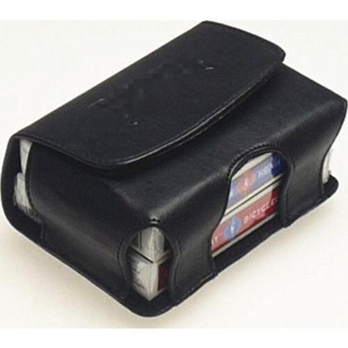 Leather Card Guard Playing Card Deck Carrier Case (Can Hold Two Decks) Card Clip Magic Tricks Close Up Accessories Gimmick Props