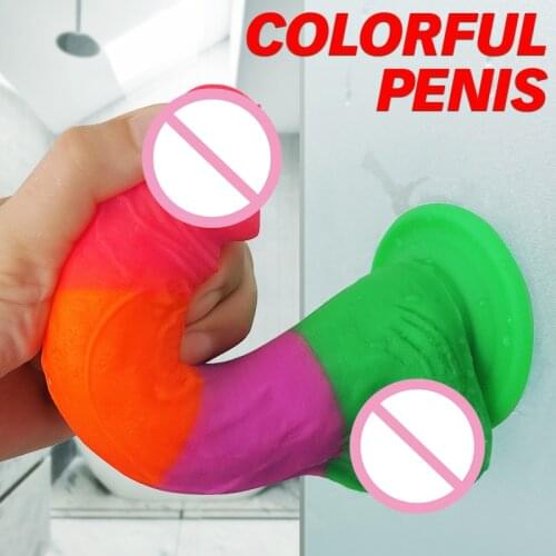 Colorful Realistic Dildo Skin Feeling Huge Big Silicone Penis Dick For Women Erotic Lesbian Adult Waterproof Soft Sex Toys