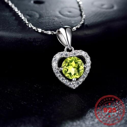 S925 Sterling Silver AAA Zircon Peridot Gemstone Pendant For Women Heart Shape Pendant Retro Sweet Accessories Without Necklace