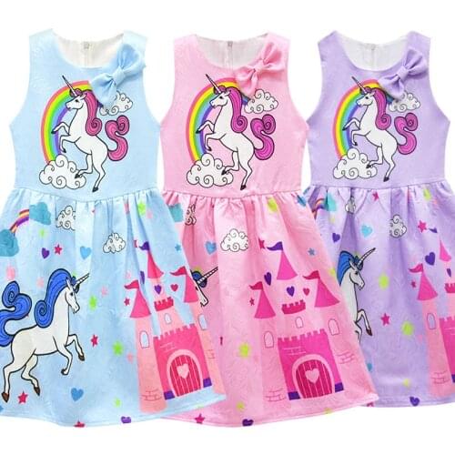 Girls Dress Summer Unicorn Dress For Girls Birthday Gift Costume Party Clothes Kids Princess Toddler Dress Children Clothing