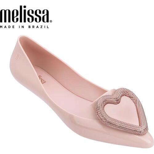 Melissa Fashion woman sweet love heart flats rain sandals jelly shoes fish mouth lady women summer vacation beach sandals 35-39