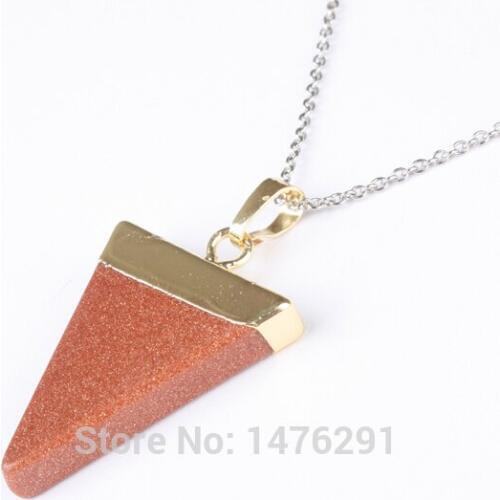 Fashion Jewelry Stone Pendant Goldstone Triangle Point Pendant 1PCS