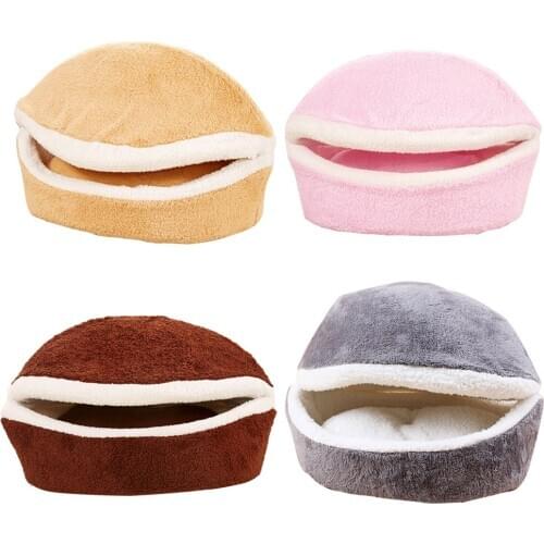 Washable Pet Hamburger Bed Comfortable Kennel Cushion Soft Velveteen Cat Waterproof Nest Pet Sleeping Bag for Kitten Pet