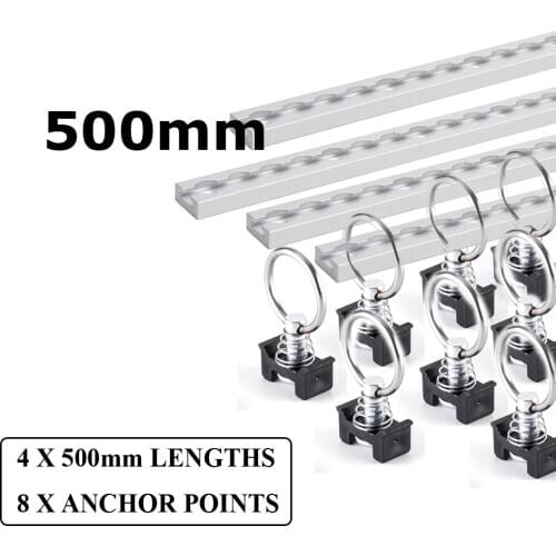 New 4 x ANCHOR TRACK TIE DOWN RAIL 8 x ANCHOR POINT System Aluminium Tracking Bike motorcycle 500mm Square