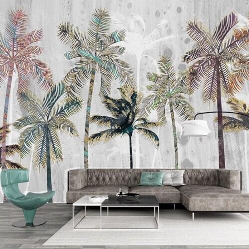Custom Photo Nordic Tropical Plants Coconut Tree Landscape Wall Painting Living Room Restaurant Bedroom 3D Wall Murals Wallpaper