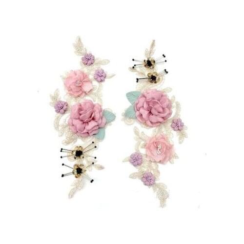New Powder Car Bone Color Three-dimensional Handmade Sticky Flower Crystal Decoration Material Dress T-shirt Applique DIY