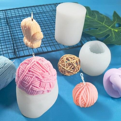 New 3d Silicone Knitting Wool Ball Candles Mould Wax Candle Mold Handcraft Ornaments Aroma Gypsum Mould Crafts Decorating Tools