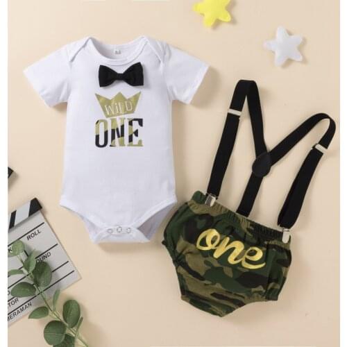 Baby Boy Clothes One Year Birthday Baby Costume Boys 1st Gentleman Tie Romper PP Shorts 2Pcs Toddler Baby Clothing Boys Outfits