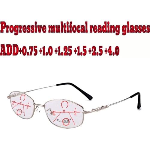 Alloy Frame Anti Blu Light Ultralight Progressive Reading Glasses for Business Women+1.0 +1.5 +1.75 +2.0 +2.5 +3 +3.5 +4