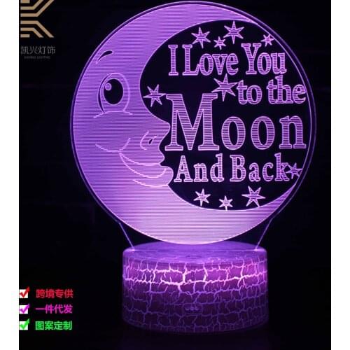 Late Star and Moon 3D Lamp USB Gift Lamp LED Seven Colors Touch Remote Control Small Lamp Mini-LED Lamp Christmas Decoration