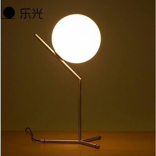 Simple North America style retro iron art glass ball table lamp study desk lamp fashion desk lamp bedroom bedside lamp