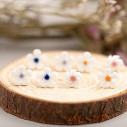 Plant Series Ceramic White Small Flower Earrings Fashion Gift Ear Studs Jewelry Wholesale For Women Girl #LY127