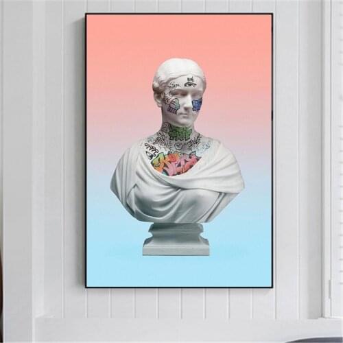 Vaporwave Sculpture Canvas Art Posters Graffiti Art of David Abstract Canvas Paintings on The Wall Street Art Picture Wall Decor