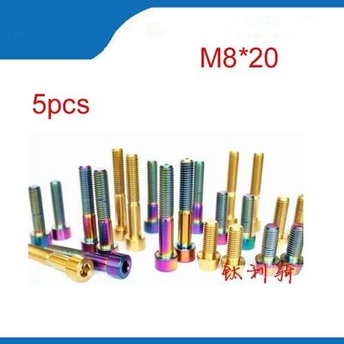 Titanium bolts 5pcs M8x20mm Ti road Bicycle Stem Bolt Mountain Bike Ultralight Stem Screw with Washers Gasket bicycle DIY