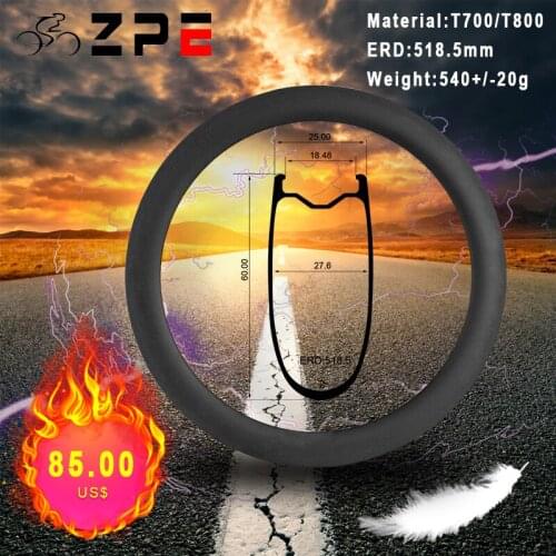 ZPE carbon rim 700C Disc brake 60mm 25mm Width Carbon Bike Wheel Rim 33mm 38mm 50mm 60mm Road Rim Carbon Wheelset Ultralight