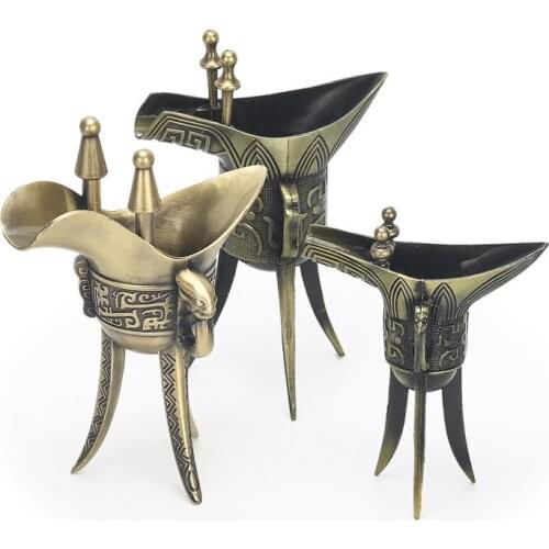 Antique Qianlong Wine Cup Bronze Red Copper Metal Wine Cup Home Decoration Office Decoration Decoration Home Accessories