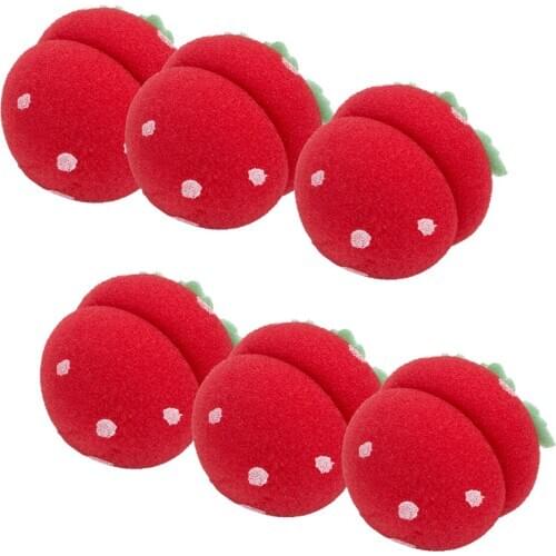 6Pcs Magic Hair Curlers Cute Strawberry Curler Soft Sponge Foam Balls Curling Rollers Hair Care Lovely DIY Hair Tools